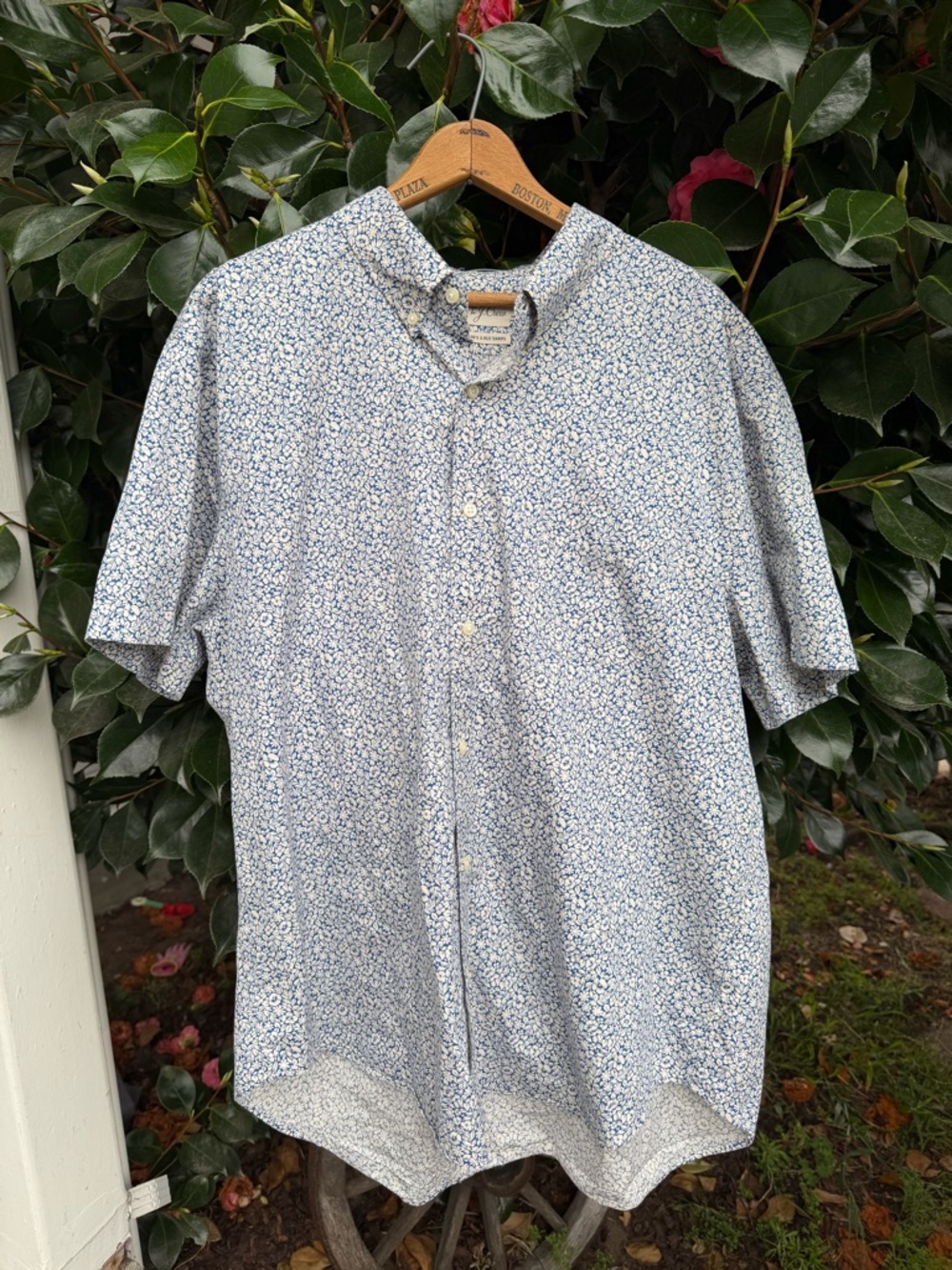 J. Crew Light Blue Floral Short-Sleeve Button-Up Shirt - Men